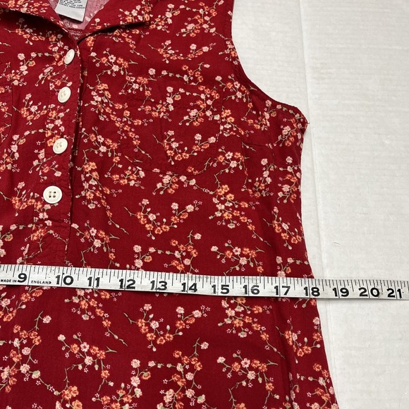 Vintage Bentley Maxi Y2K Dress Size 11/12 Red Micro Floral Maxi Cottagecore Boho - Picture 6 of 7